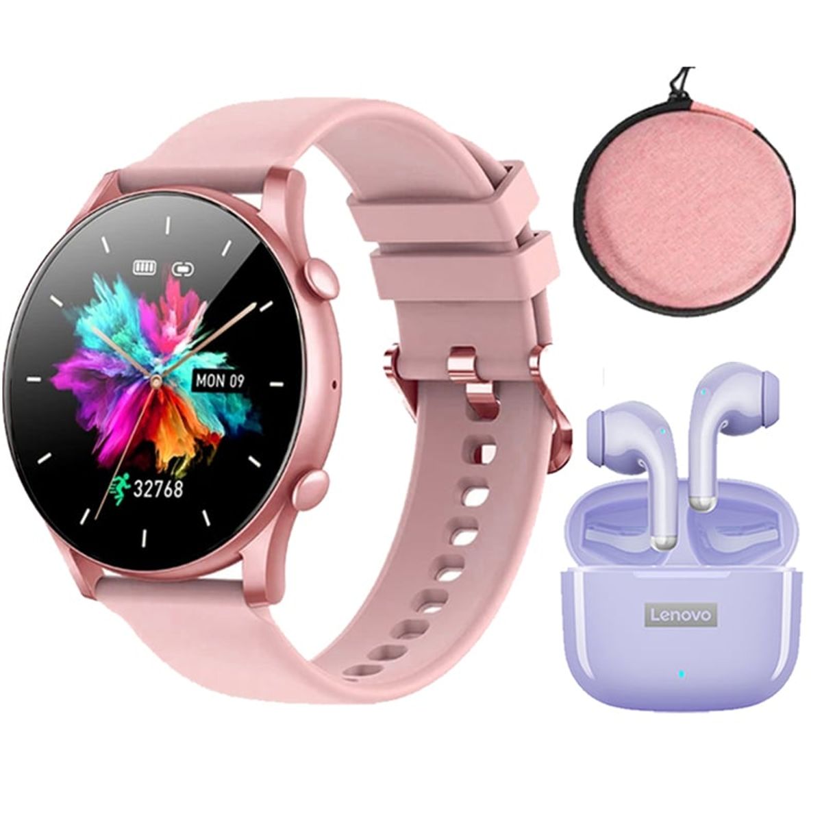 LENOVO - Audífonos Lenovo LP40 PRO-Morado y Smartwatch Fit 3-P y Estuche