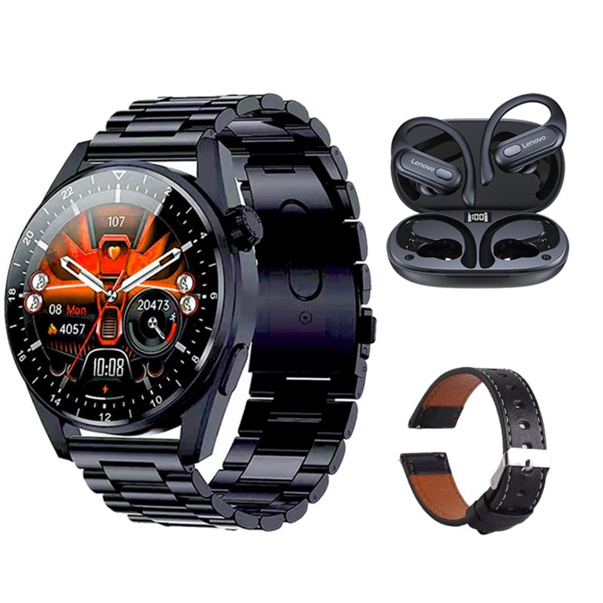 LENOVO - Audífonos Lenovo XT60-Negro y Toumi GT-A-B Reloj inteligente-Negro