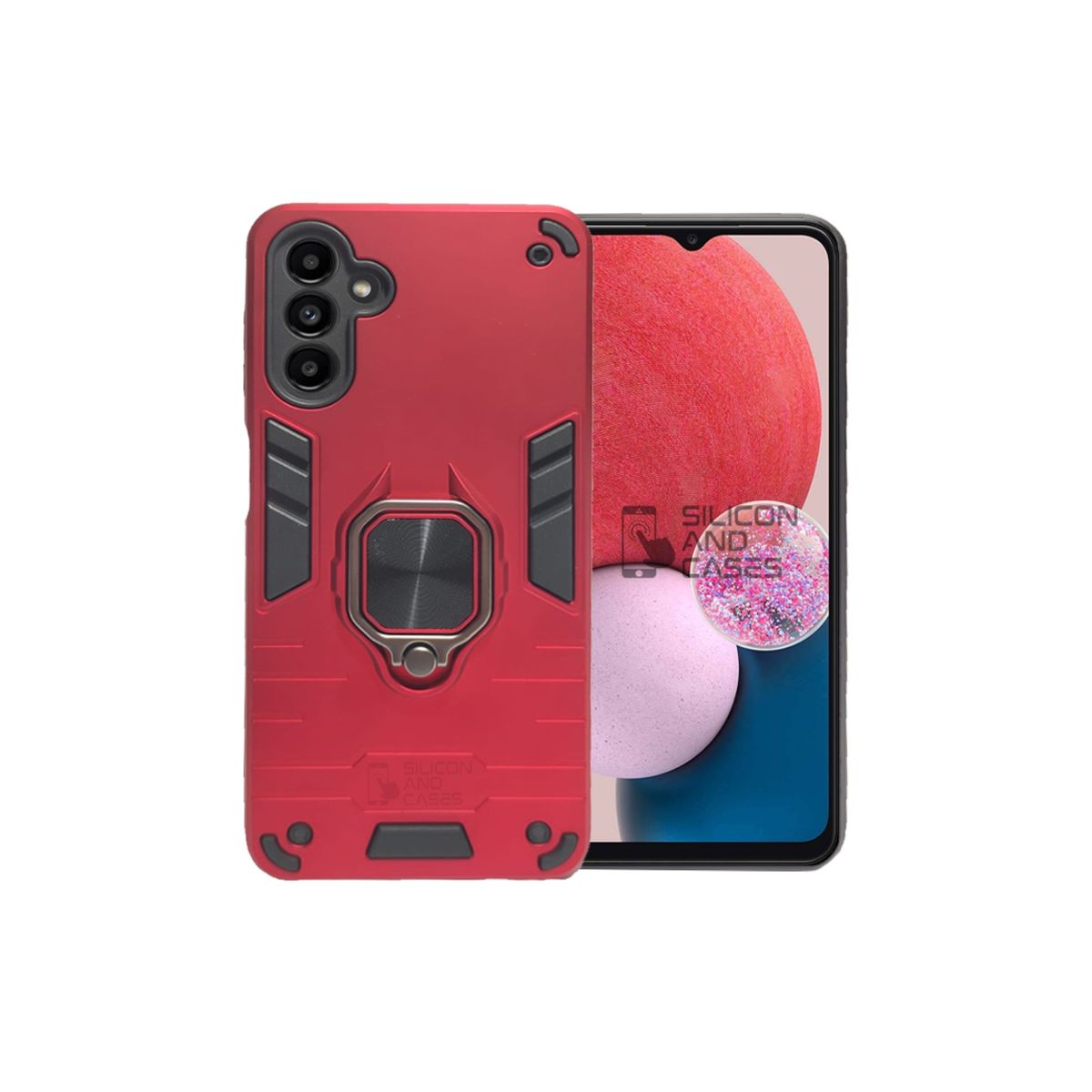 GENERICO - CARCASA ANILLO ANTIGOLPE PARA CELULAR SAMSUNG A13 5G COLOR ROJO