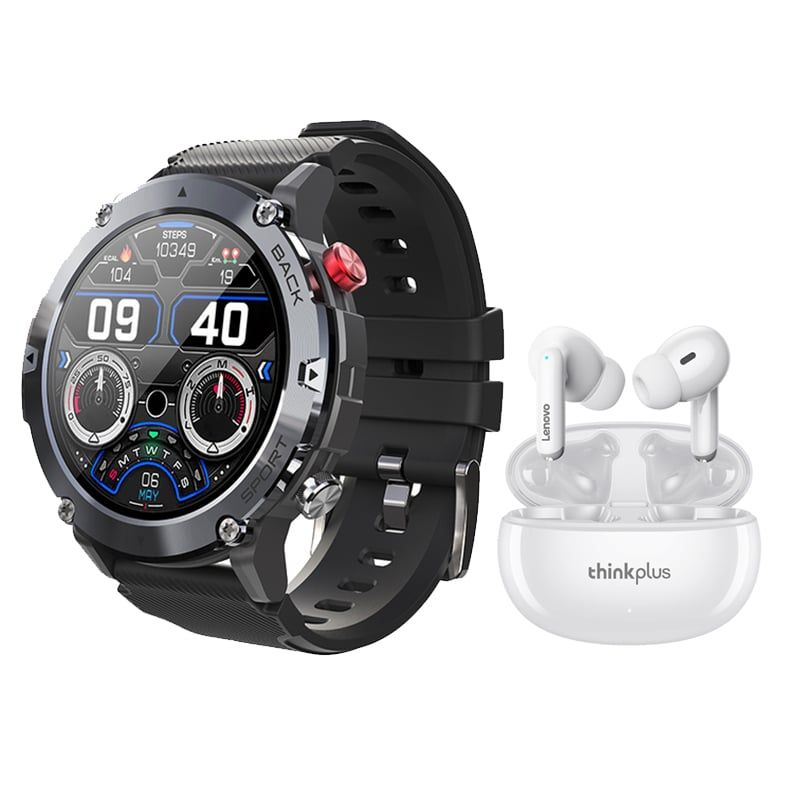 LENOVO - Toumi GT-C Reloj inteligente militar y Lenovo XT88 De Auriculares tws