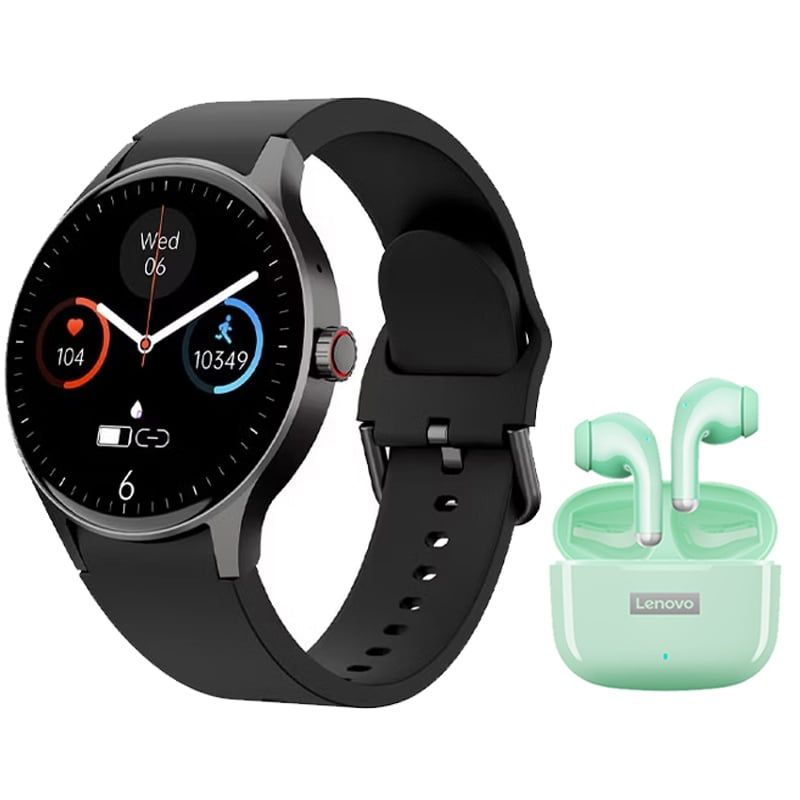 LENOVO - Audífonos Bluetooth Lenovo LP40 PRO-Verde y Reloj Inteligente Y80-B