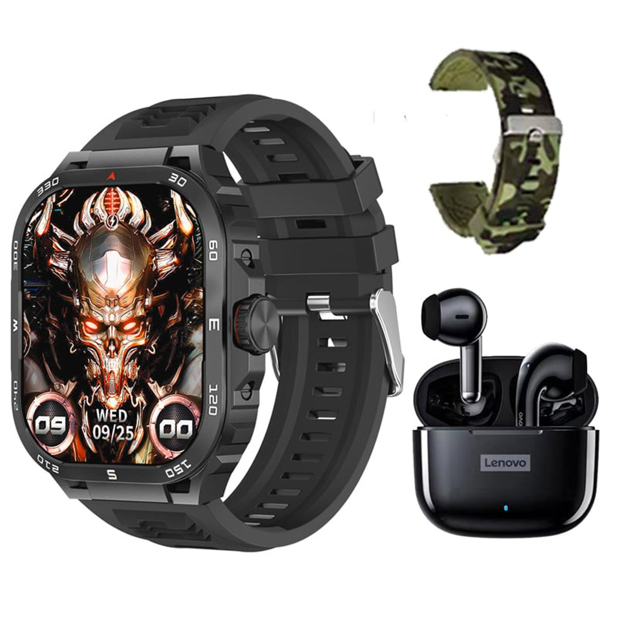 LENOVO - Audífonos Lenovo LP40-Negro y Smartwatch Toumi GT-W Max-B Amoled