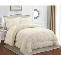 COBERTOR TEXTURIZADO DE HOJAS CON CHIPORRO COLOR BLANCO KING TF