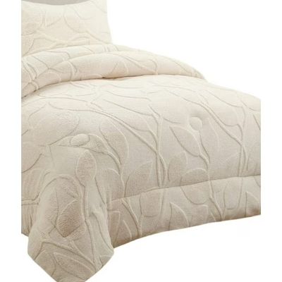 Imagen 2 del producto COBERTOR TEXTURIZADO DE HOJAS CON CHIPORRO COLOR BLANCO KING TF