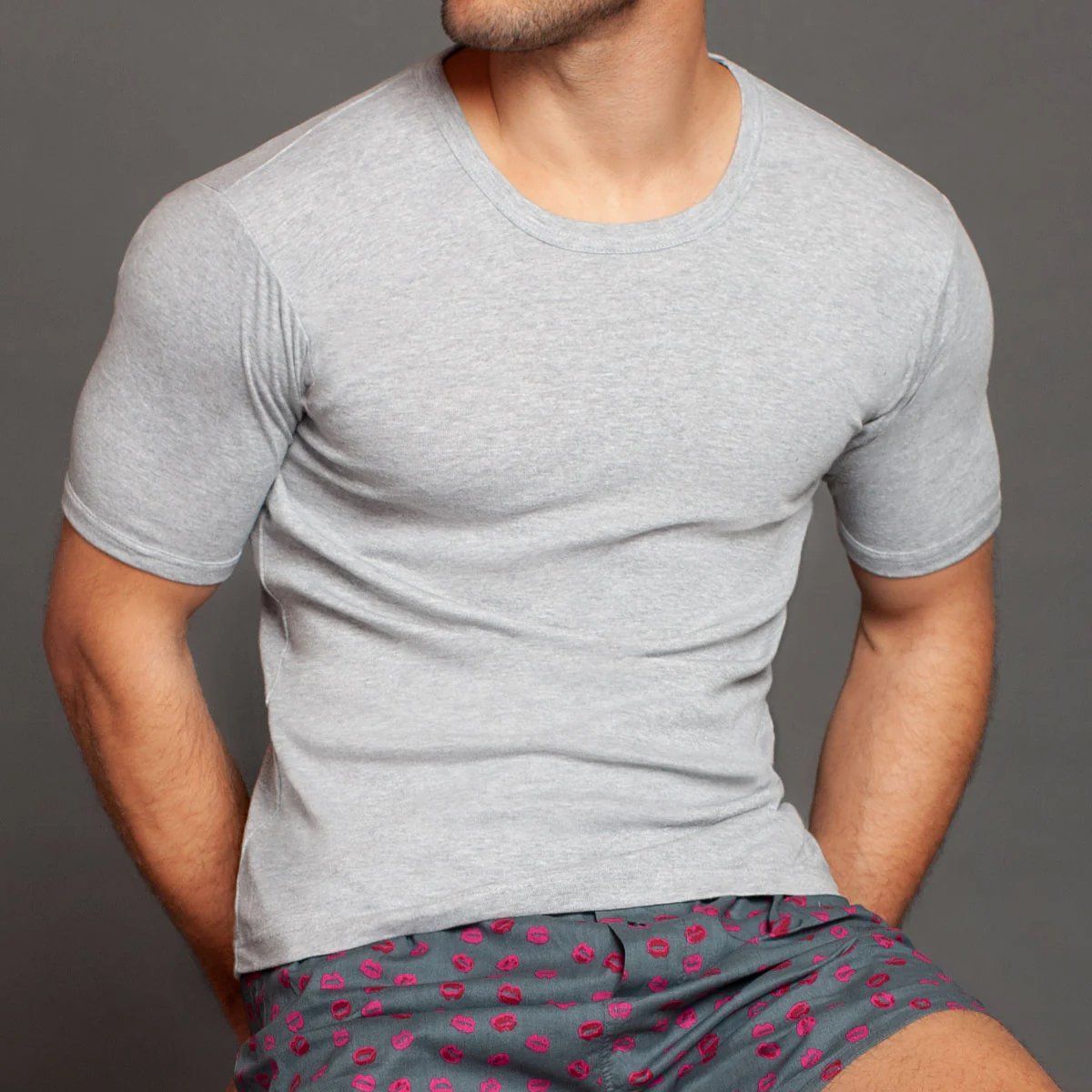 CREA PRINT - POLERA 100 % ALGODON MC HOMBRE GRIS