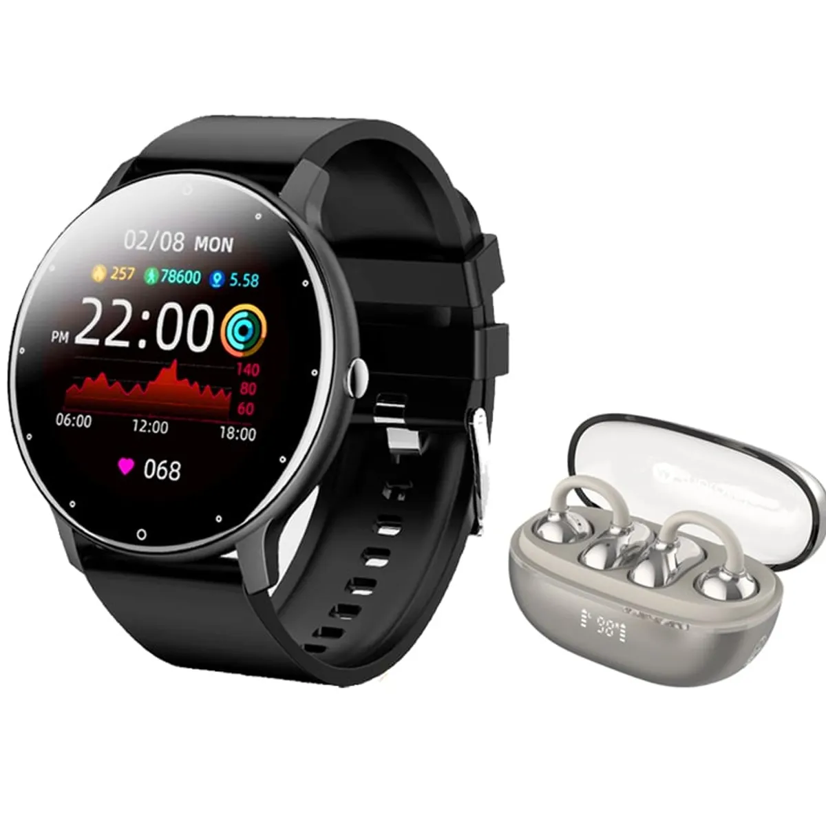 MOTOROLA - Audífonos Motorola Moto Buds C30-B y Toumi Fit 2-B Reloj inteligente