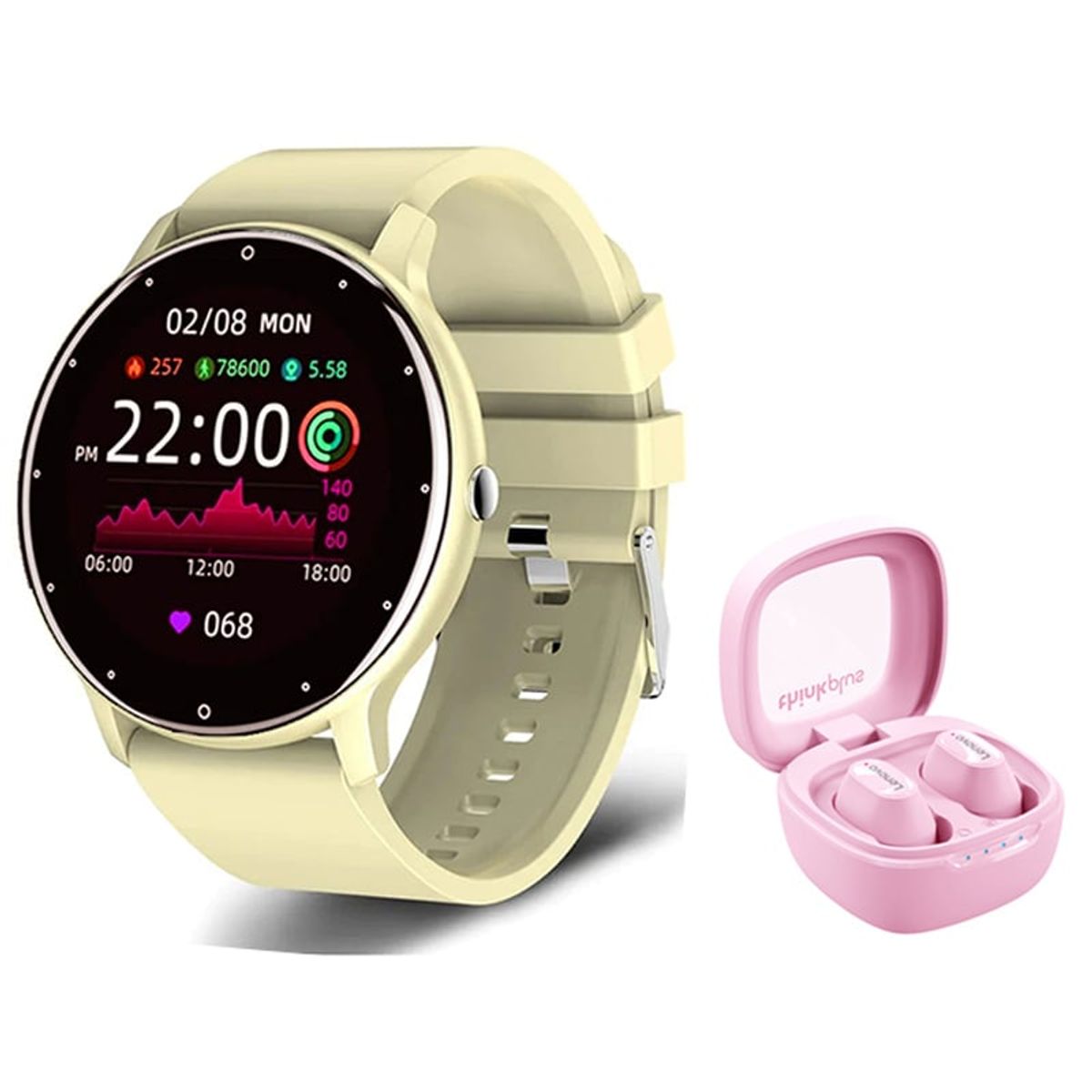 LENOVO - Audífonos Lenovo XT62-Rosa y Toumi Fit 2-Y watch Reloj inteligente