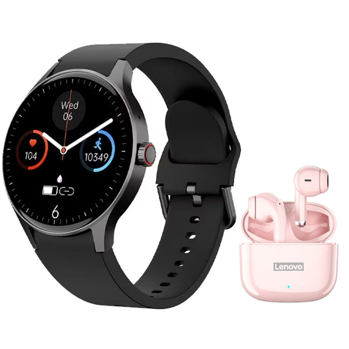 LENOVO - Audífonos Bluetooth Lenovo LP40 PRO-Rosa y Reloj Inteligente Y80-B