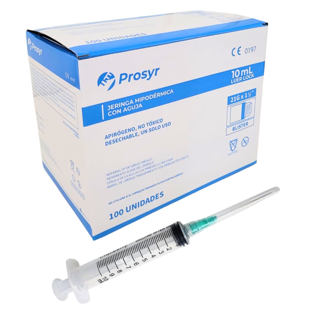 GENERICO - Jeringa Luer Lock 10cc 21G X 1 12 Caja 100 Un Prosyr