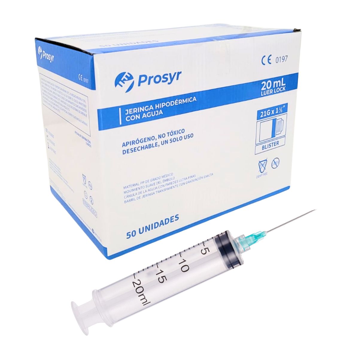 GENERICO - Jeringa Luer Lock 20cc 21G X 1 12 Caja 50 Un Prosyr