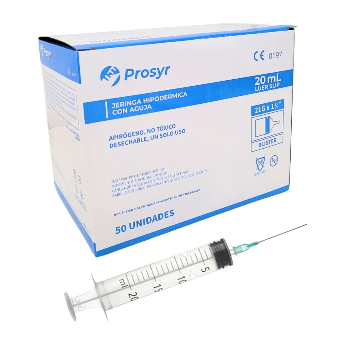 GENERICO - Jeringa Luer Slip 20cc 21G X 1 12 Caja 50 Un Prosyr