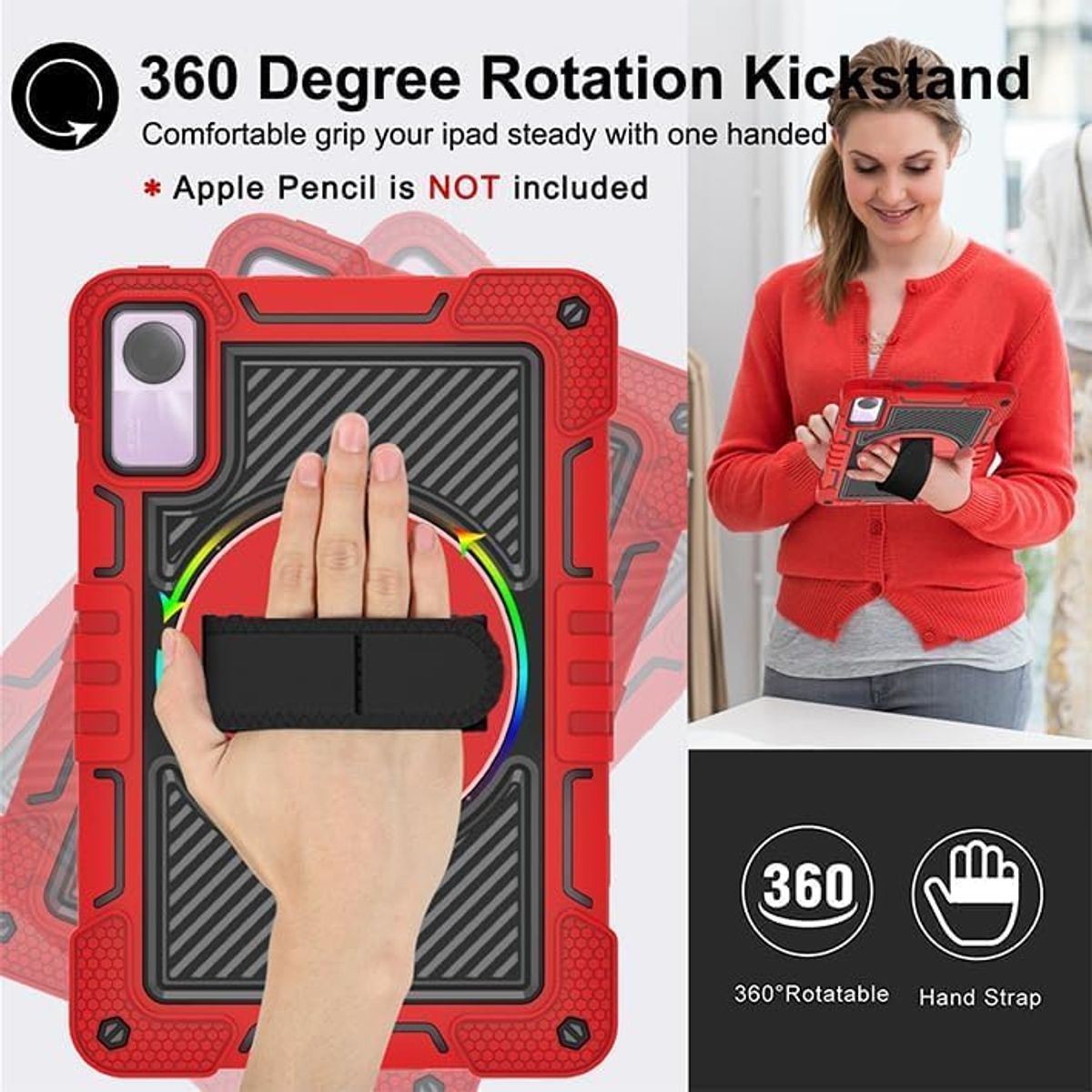 GENERICO - Funda Antigolpes Compatible Con Xiaomi Redmi Pad Se Rojo
