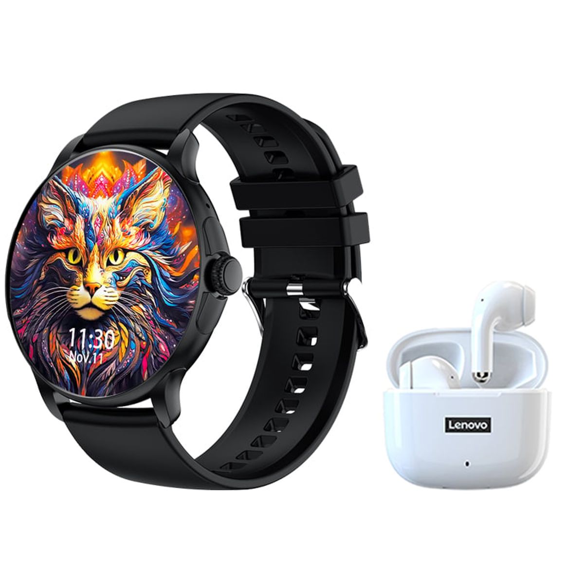 LENOVO - Toumi Watch GT-H9-B Amoled y Lenovo LP40 Pro-Blanco De Audífonos tws