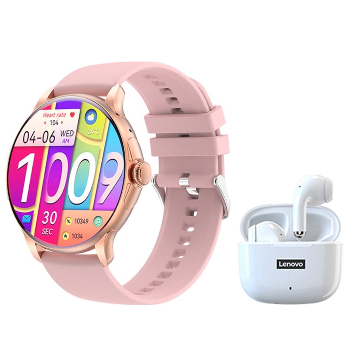 LENOVO - Toumi Watch GT-H9-P Amoled y Lenovo LP40 Pro-Blanco De Audífonos tws