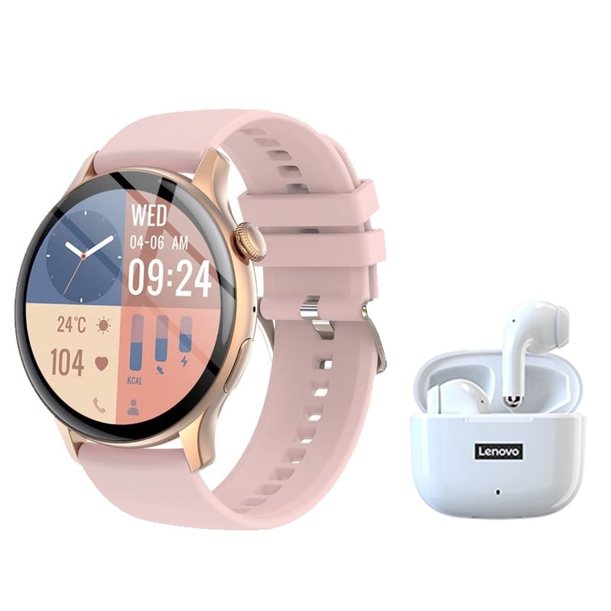 LENOVO - Toumi Watch GT-H5-P Amoled y Lenovo LP40 Pro-Blanco De Audífonos tws