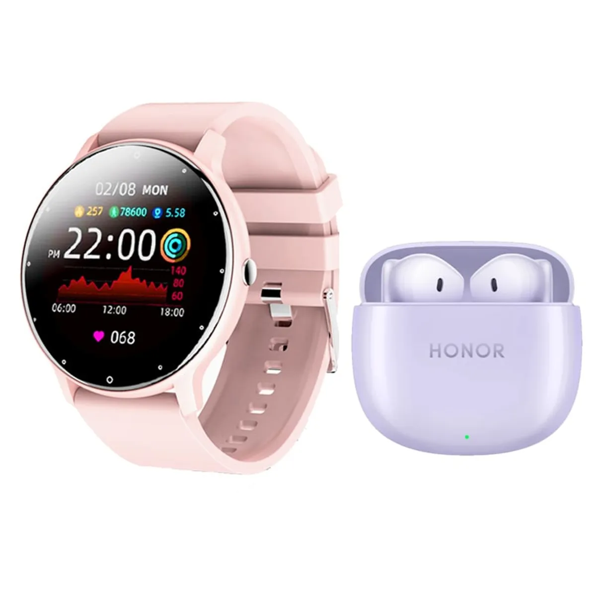 HONOR - Honor X6 Audífono-Morado y Toumi Fit 2-P Reloj inteligente