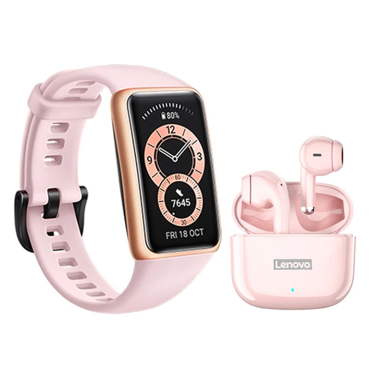 HUAWEI - Smartwatch Band 6 Huawei + Audífonos inalámbricos LP4P Pro Lenovo Rosados