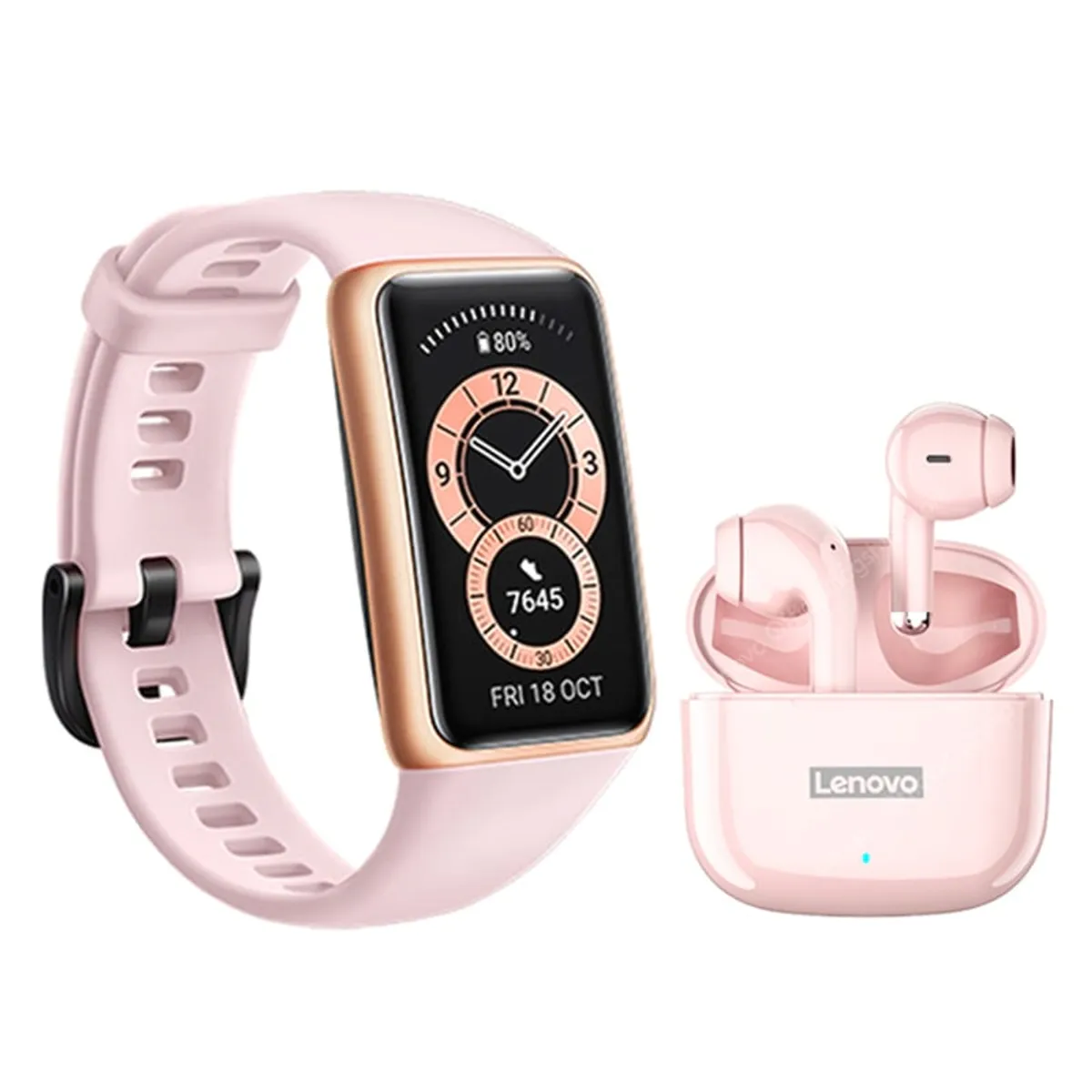 HUAWEI - Smartwatch Band 6 Huawei + Audífonos inalámbricos LP4P Pro Lenovo Rosados