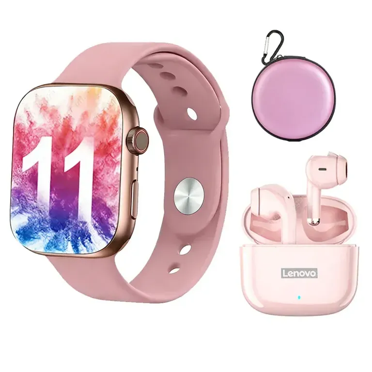 LP40 pro Audífonos inalámbricos y reloj inteligente y Estuche · Rosado