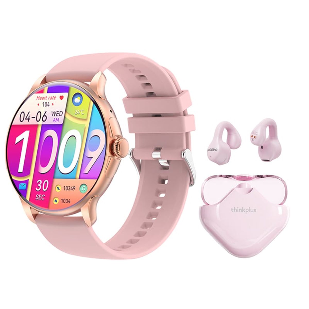 LENOVO - Toumi Watch GT-H9-P Amoled y Lenovo XT61 Rosa De Audífonos tws