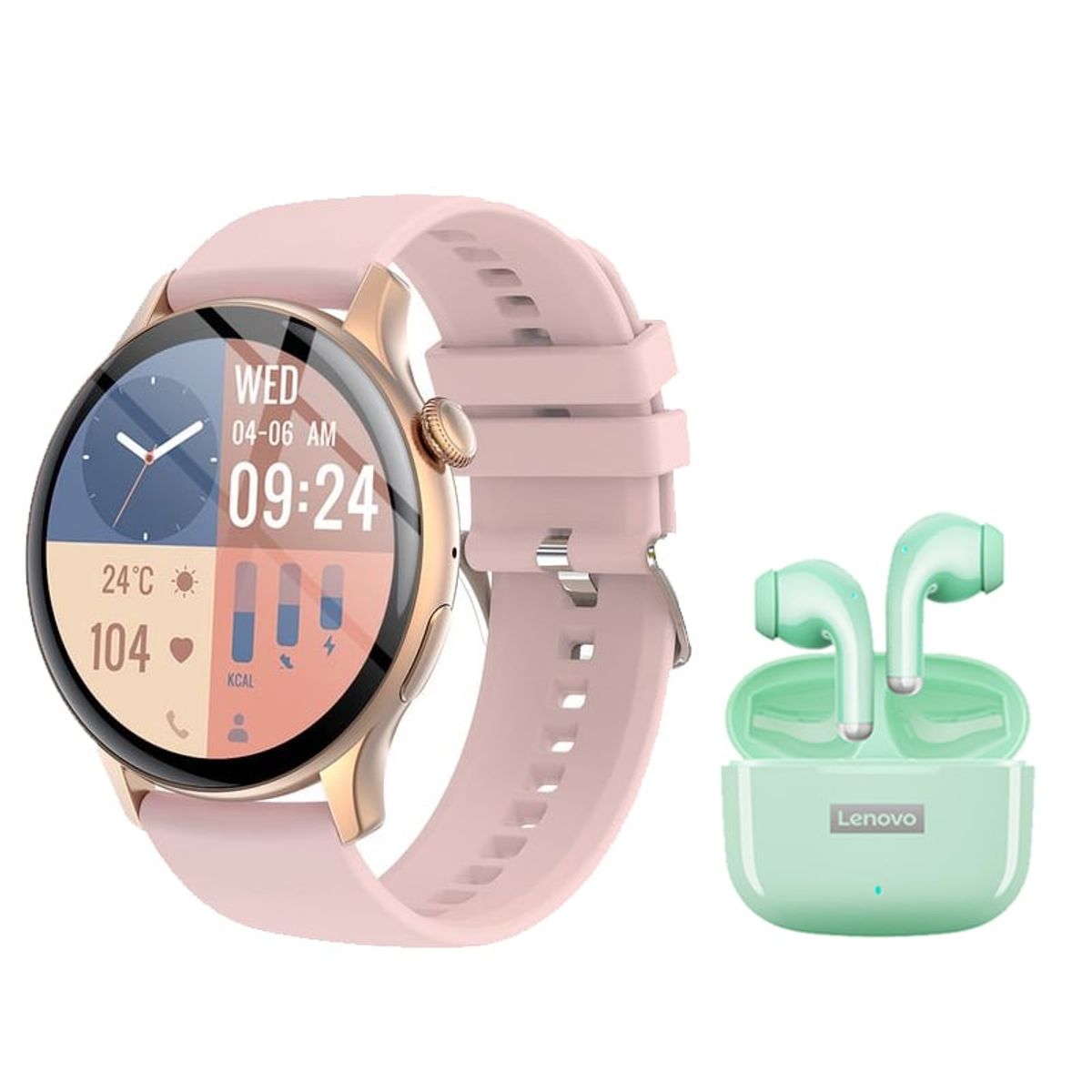 LENOVO - Toumi Watch GT-H5-P Amoled y Lenovo LP40 Pro-Blanco De Audífonos tws