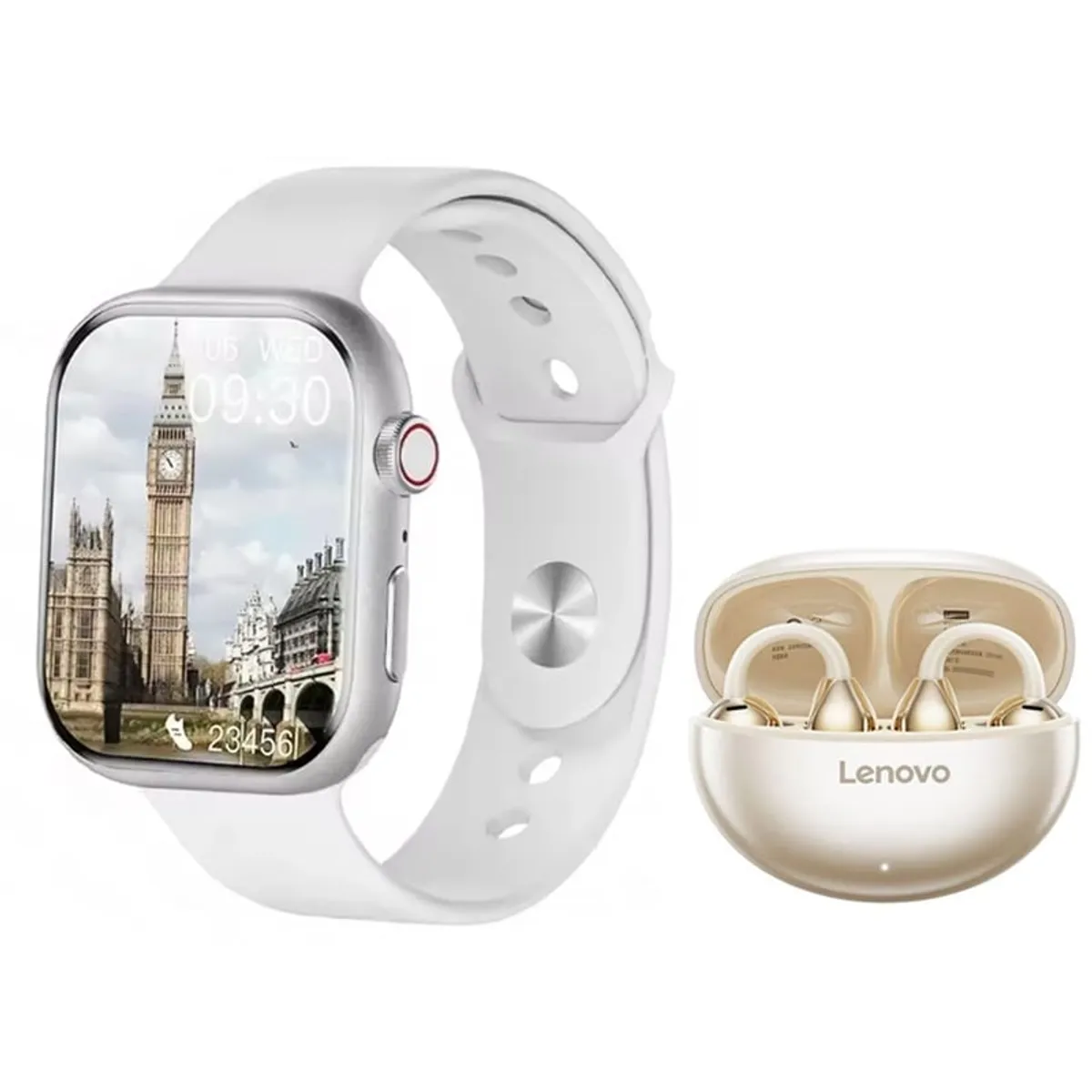 LENOVO - Audífonos Lenovo TA140 Blanco Bluetooth y S10 W Reloj inteligente