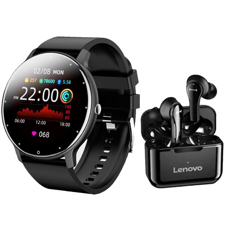 LENOVO - Audífonos Lenovo QT82 TWS BT 500mAh-Negro y Smartwatch Toumi Fit 2-B