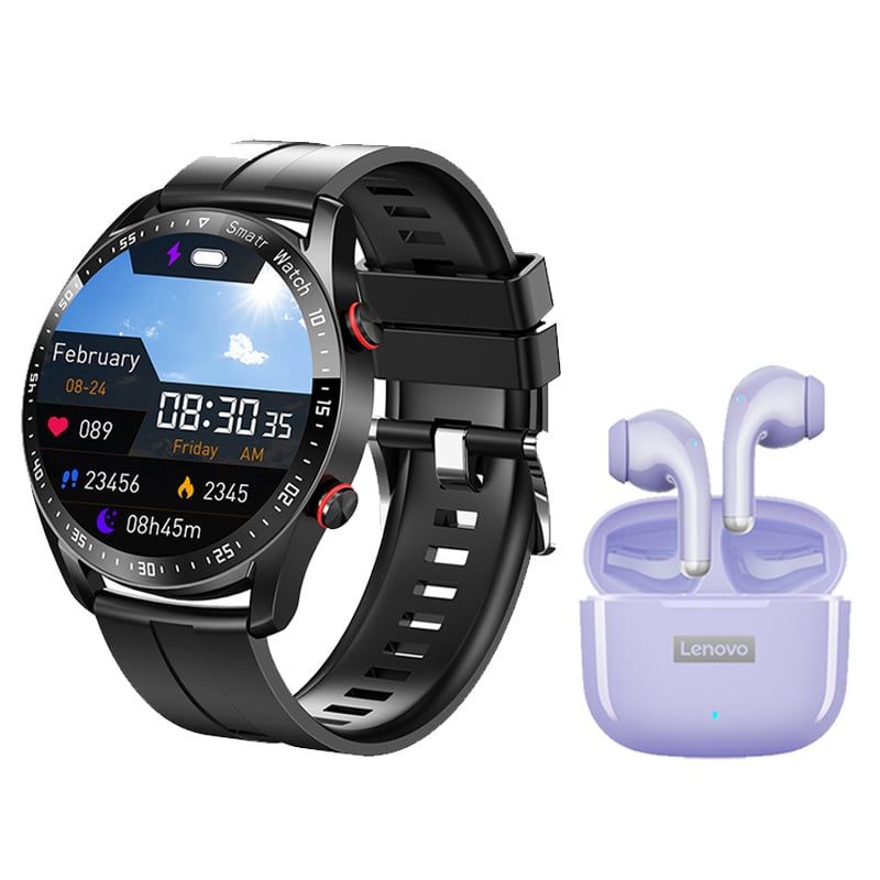 LENOVO - Audífonos Lenovo LP40 Pro Morado + Smartwatch Toumi Watch GTX Negro
