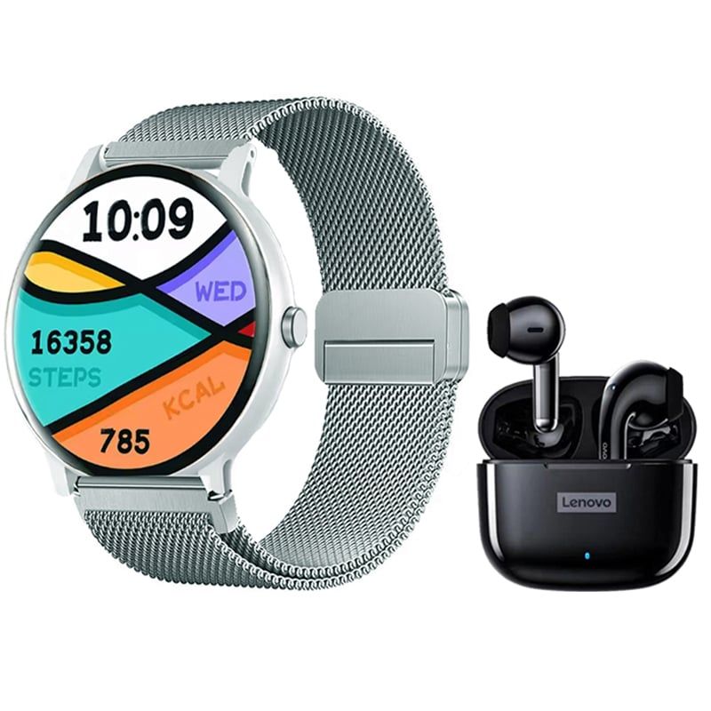 LENOVO - Audífonos Lenovo LP40 Pro B  Bluetooth y Fit Pro-W Reloj inteligente