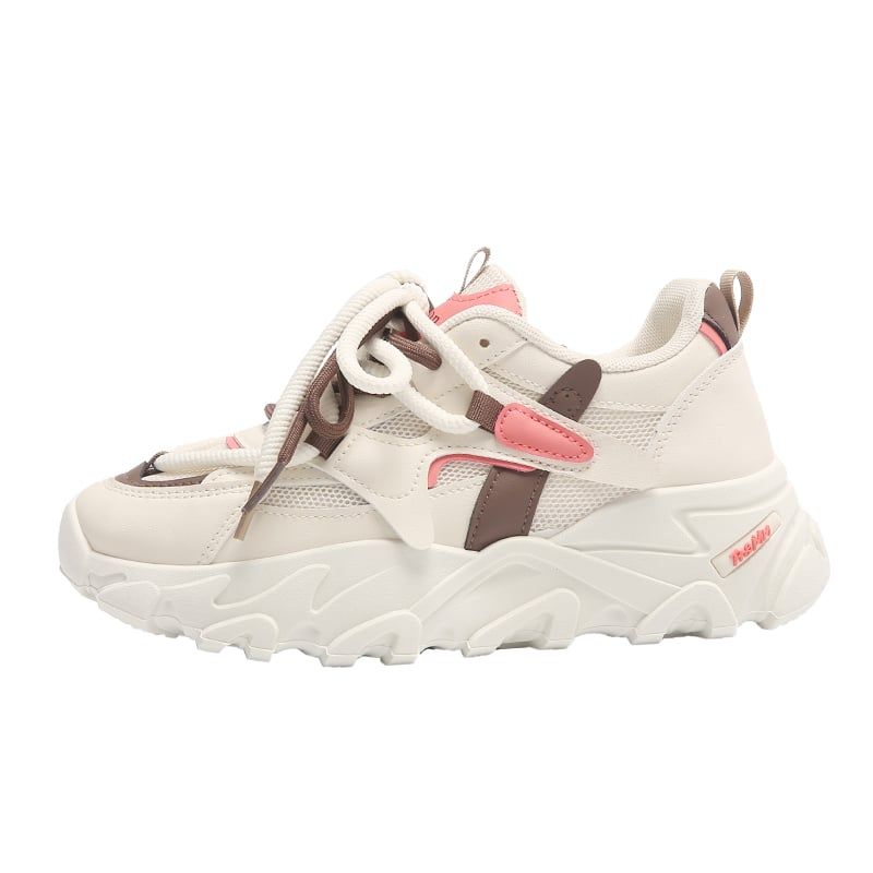 SHANDIAN - Zapatillas Plataforma Mujer Beige