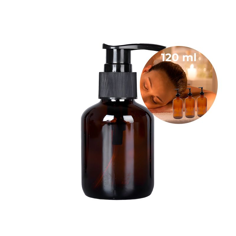 GENERICO - 12 Frascos De Vidrio Ámbar Bomba De Loción Esencial 120 Ml