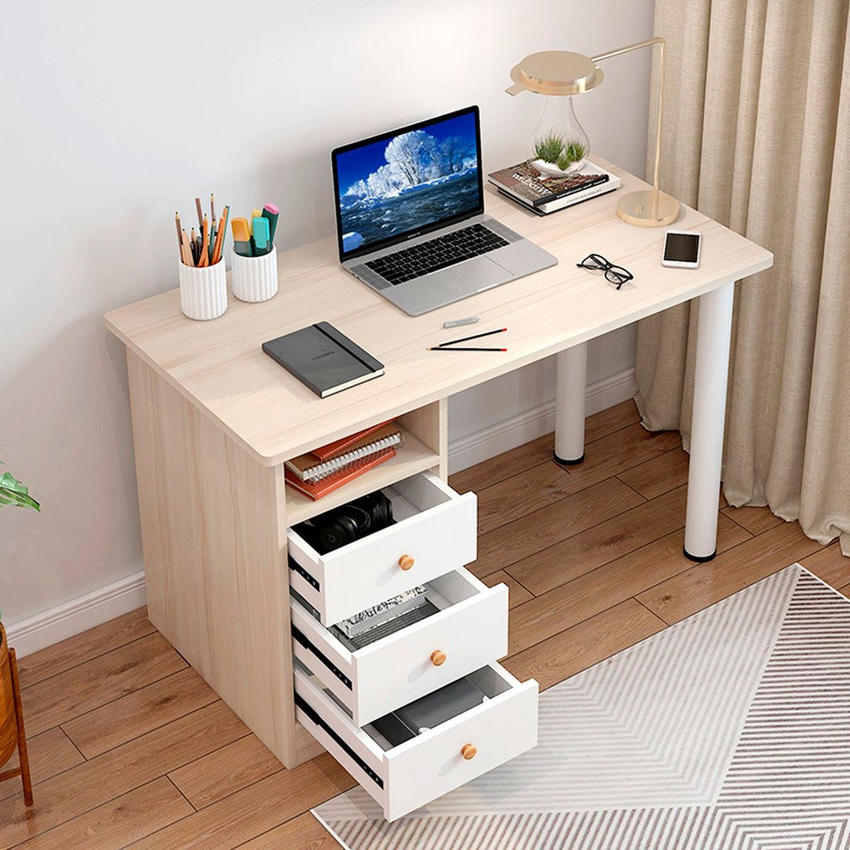 DE TODO Y MAS - Escritorio 3 cajones 100cm Chic Home - Café