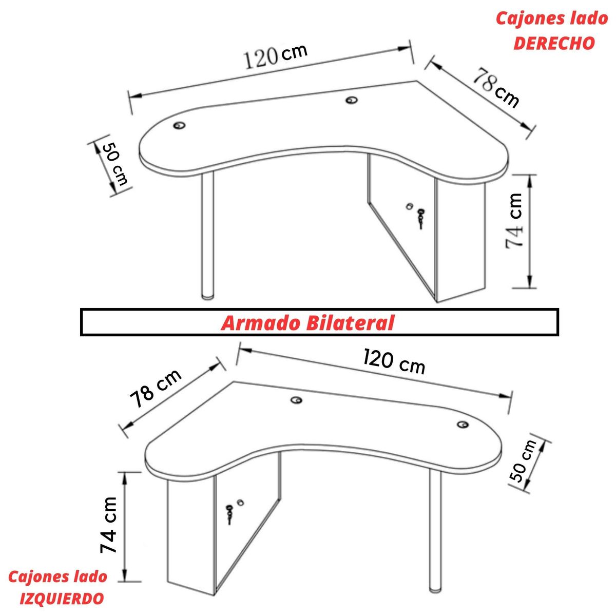 GENERICO - Escritorio En L Cajón Bajo Llave 120 cm Blanco