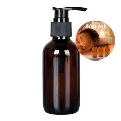GENERICO - 12 Frascos De Vidrio Ámbar Bomba De Loción Esencial 500 Ml