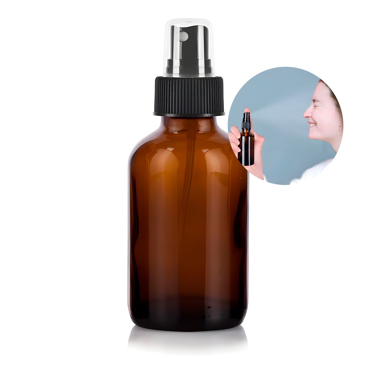 GENERICO - 12 Frascos De Vidrio Ámbar Valvula De Spray Esencial 240 ML