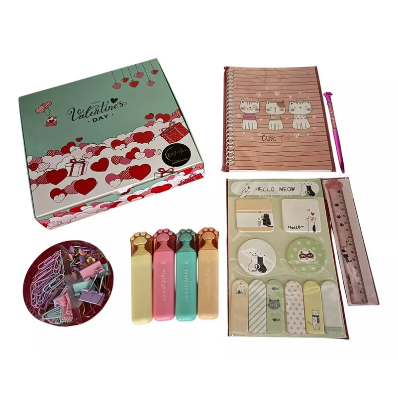 GENERICO - Box Libreta Caja Con Artículos De Escritorio Kawaii Gatito