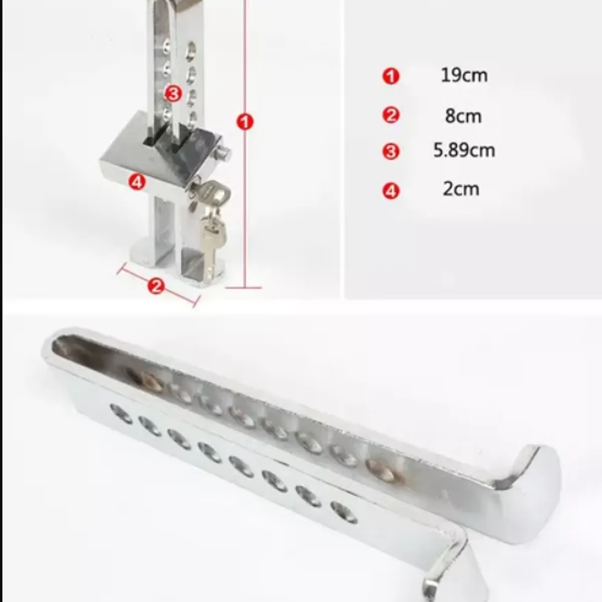GENERICO - Traba Pedal + Candado + Llaves Seguridad Auto Robo