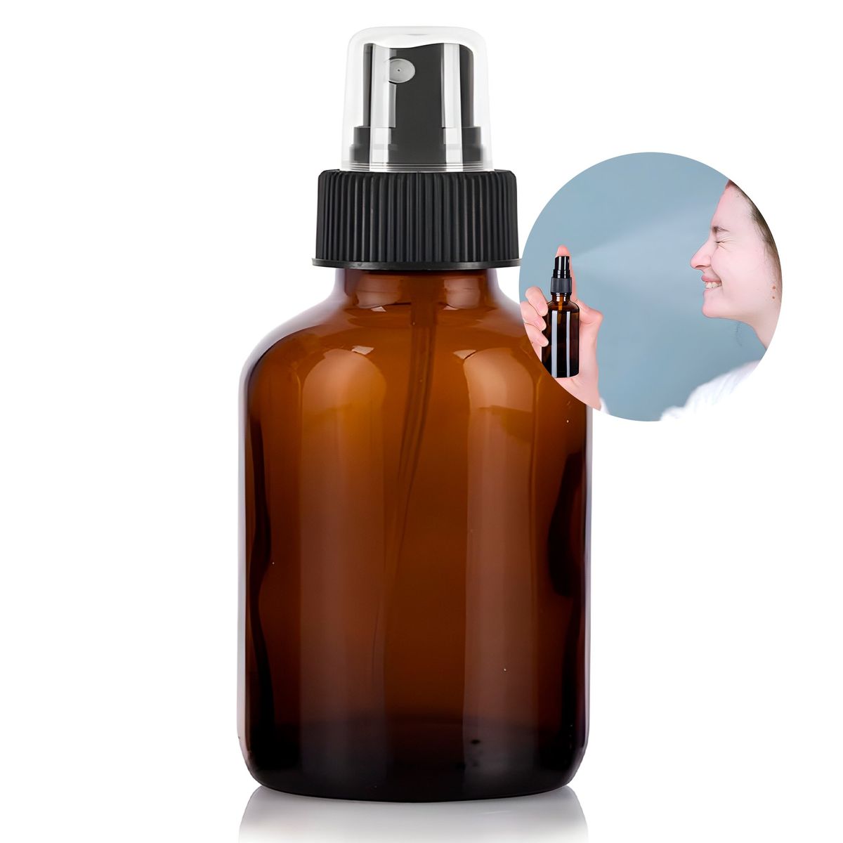 GENERICO - 12 Frascos De Vidrio Ámbar Valvula De Spray Esencial 500 ML