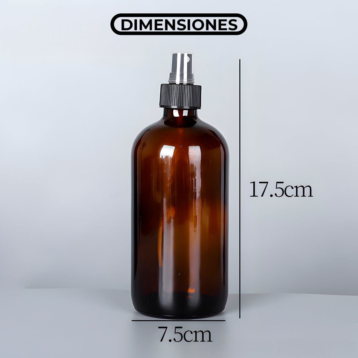 GENERICO - 12 Frascos De Vidrio Ámbar Valvula De Spray Esencial 500 ML