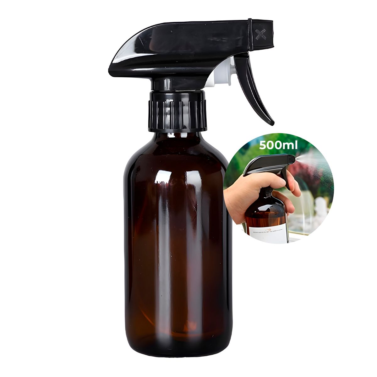 GENERICO - 12 Frascos Vidrio Ámbar Valvula De Spray Líquido 500ml