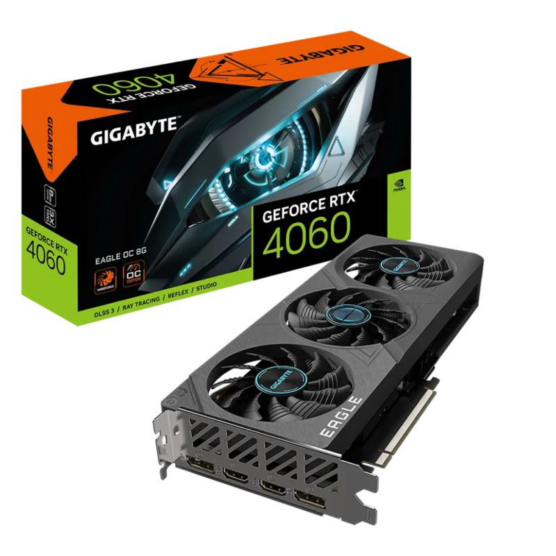 GIGABYTE - Tarjeta Gráfica Gigabyte GeForce RTX 4060 EAGLE OC 8GB GDDR6 128bit DLSS3