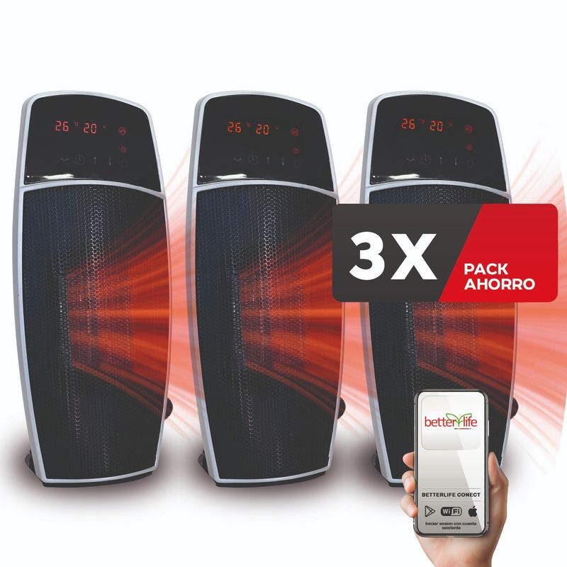 BETTERLIFE - Termoventilador Digital (3 UNIDADES) Wi-Fi 15 m2