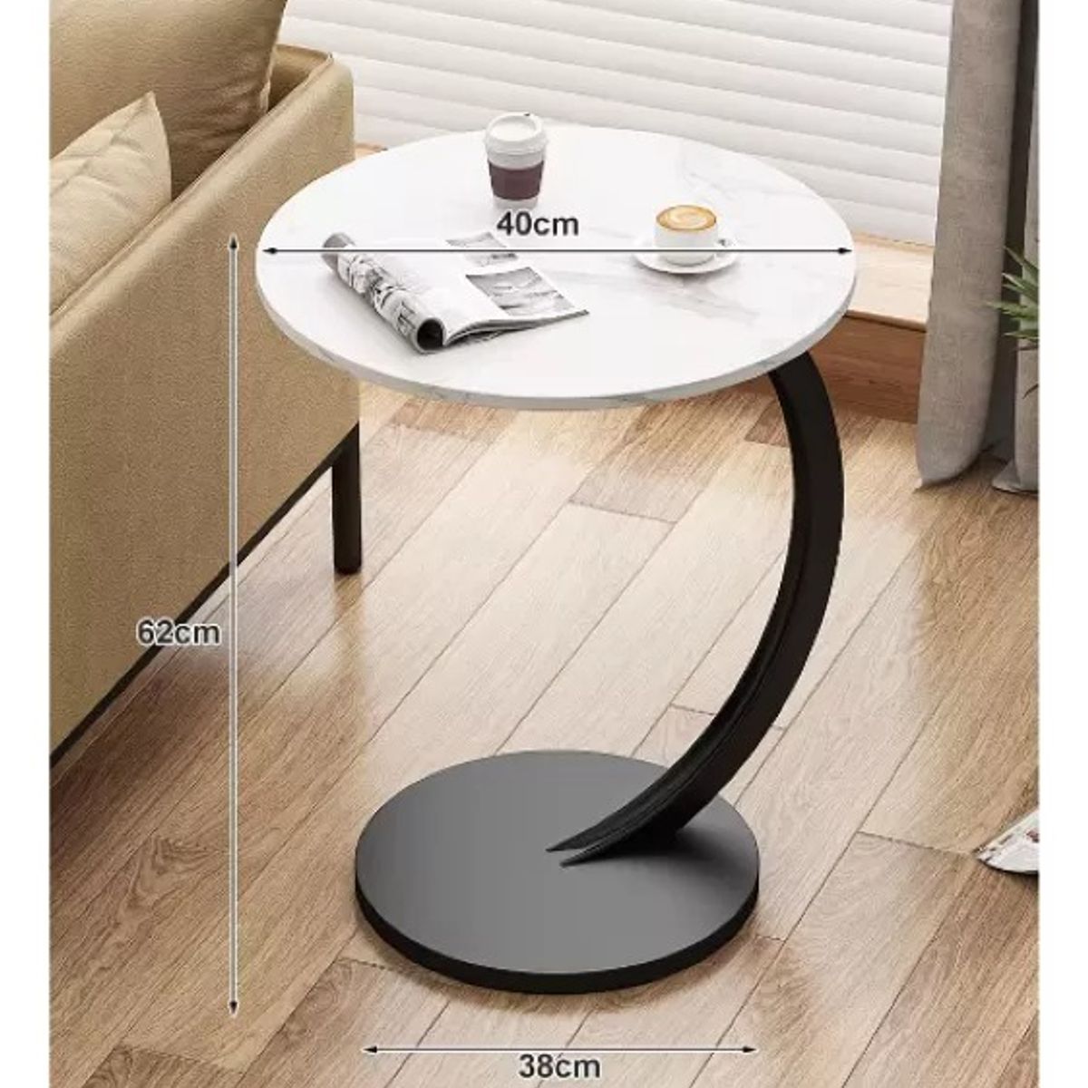 GENERICO - Mesa Redonda Lateral O Centro Pequeña De Living BLANCO