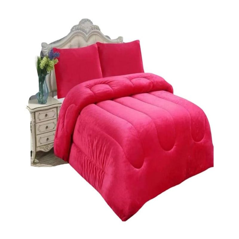GENERICO - COBERTOR CON CHIPORRO INVIERNO 2 PLAZAS FUCSIA
