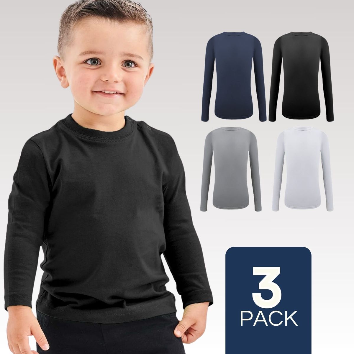 UTILISIMO - Pack 3 Camisetas Polera Polar Niño Primera Capa Surtido