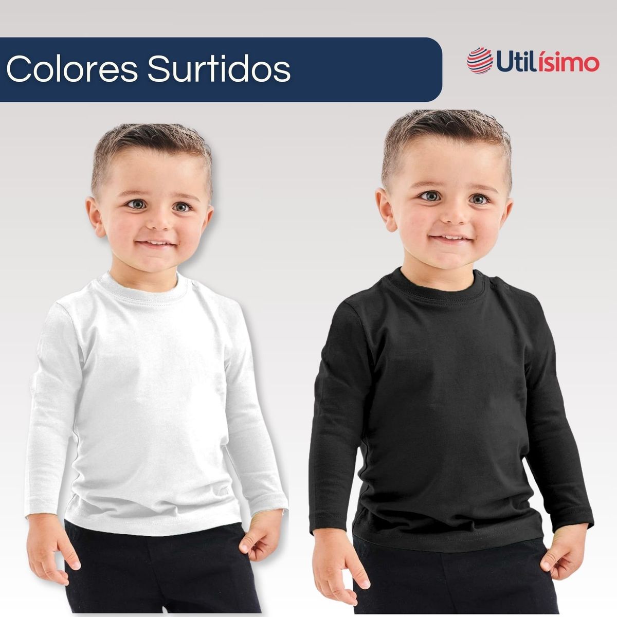 UTILISIMO - Pack 3 Camisetas Polera Polar Niño Primera Capa Surtido