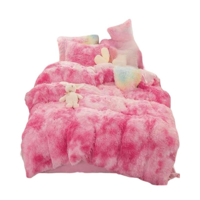 GENERICO - COBERTOR PELUDO INVIERNO KING- SUPER KING Rosa Jaspeado