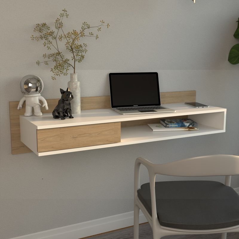 AMV TIENDA ONLINE - Escritorio Flotante De Pared Aereo Mural 1 Cajón Estante