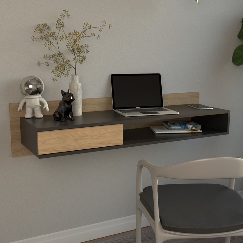AMV TIENDA ONLINE - Escritorio Flotante De Pared Aereo Mural 1 Cajón Estante