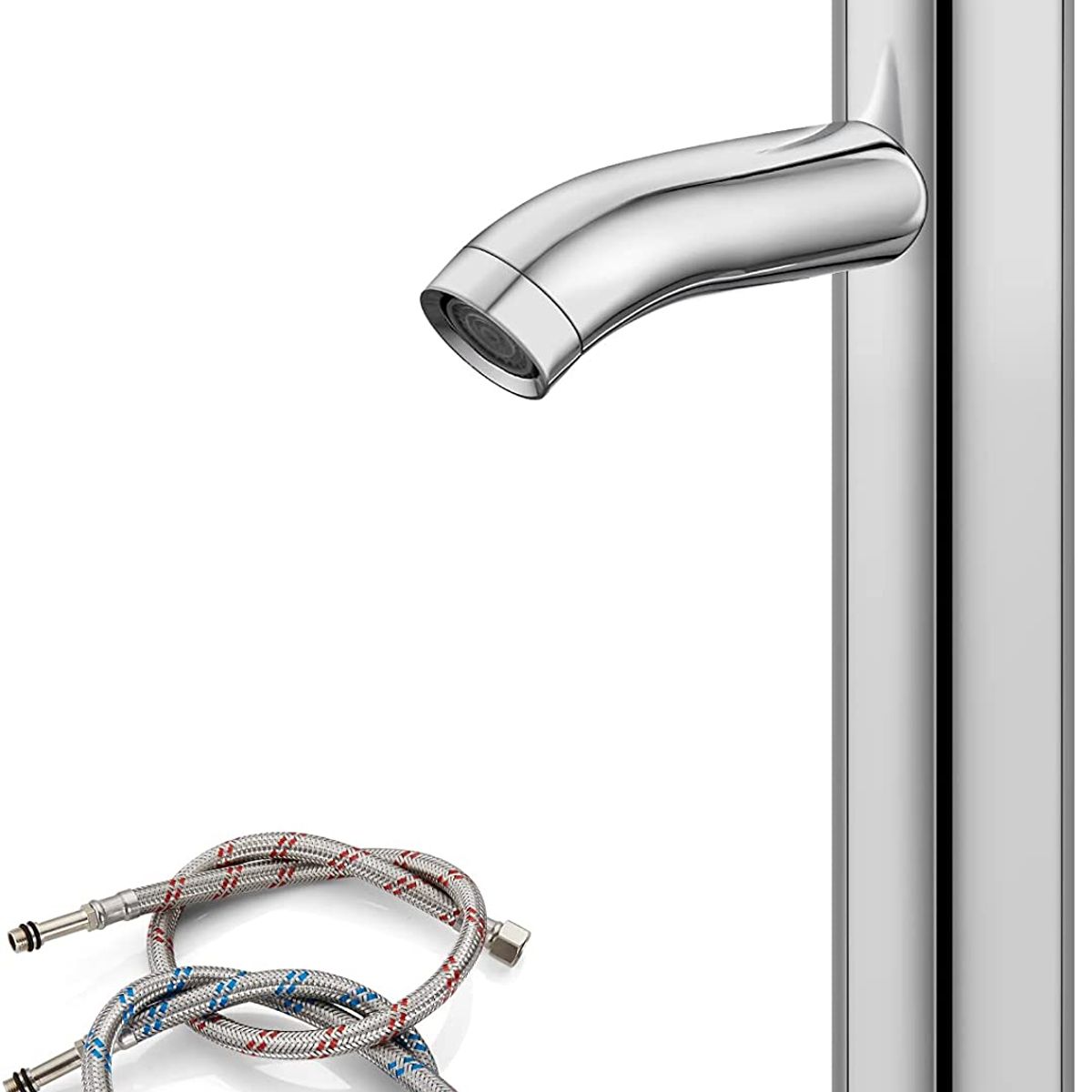 HOME NEAT - Llave Monomando Cromo Alta Lavamanos Flexibles